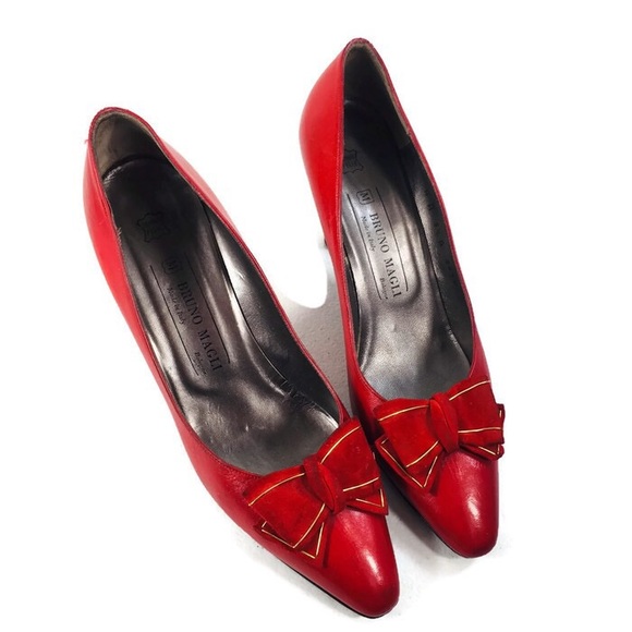 Bruno Magli Shoes - Vintage Bruno Magli Red Bow Design Heels GUC